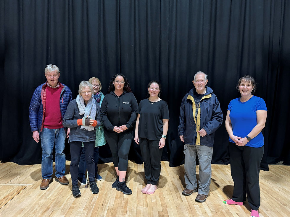 Members of Dorchester Arts Parkinson's Dance class with RiskSTOP's Natalie Joyce